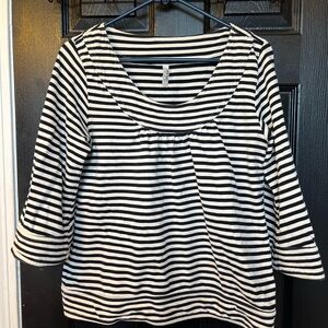 Old Navy Black and White Striped Comfy Cotton Boatneck Blouse.